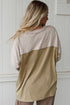 Mixed Daisy Applique Exposed Seam Oversized V Neck Top